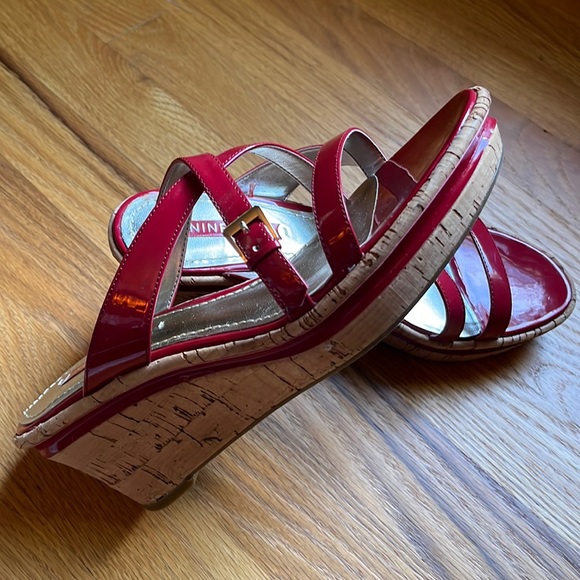 Nine West Red Patent Leather Wedge Sandals - Picture 1 of 6
